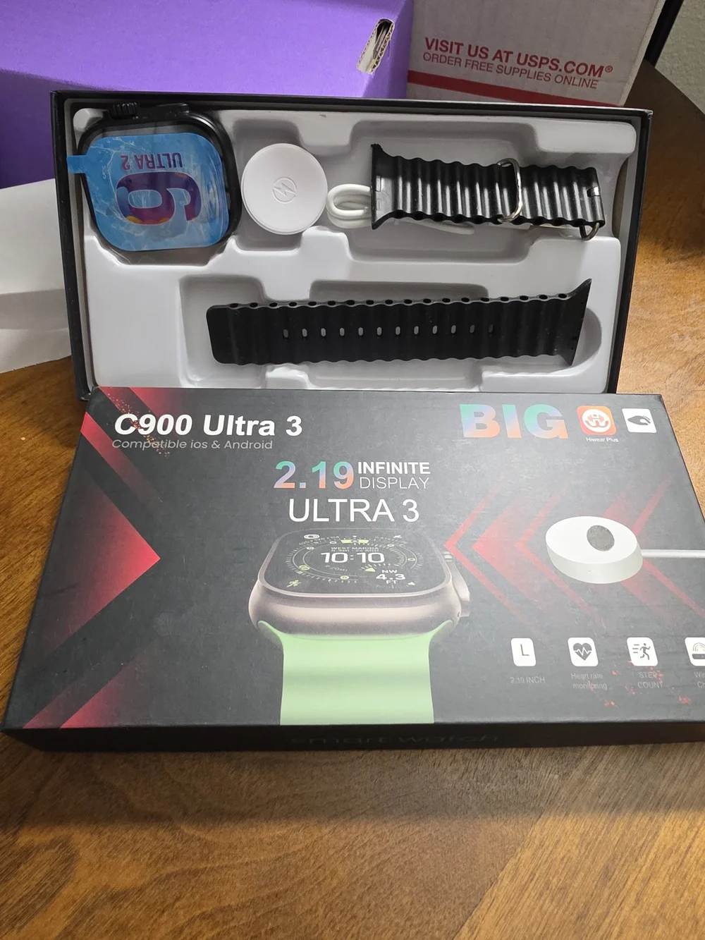 C900 Ultra 3 Smartwatch - Green Silicone Strap